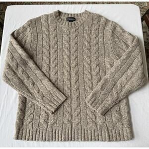Bowen & Wright Mens XL Lambswool Cable Knit Sweater Irish Knit